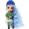 Barbie - Extra Minis Mini Bambola Articolata Con Look Felpa E Pantaloni Con Emoji E Morbidi Capelli Blu Ghiaccio, Giocattolo Per Bambini 3+ Anni, HGP65