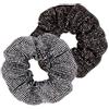 AMOR SPES Set di 2 elastici per capelli da donna con strass e strass luccicanti, colore: nero e bianco