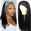 Tmbitto Parrucca Capelli Veri con Fascia Liscia Glueless Parrucca Senza Colla Senza Lace Capelli Naturali Neri Facile da Indossare per Principianti 12 Pollici
