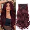 Cybelleza Extension Capelli Clip Mossi 48cm 6PCS Clip in Hair Extension per Capelli Ondulati a Clip Sintetici Lunghi Allugamento Effetto Naturale Ricci Full Head per Donna, Vino Rosso