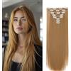 Gairyan Extension Clip Capelli Lisci Biondo Scuro 8pcs Set Extension Capelli Finti Clip Posticci per Capelli Naturali Sintetici Clip in Hair Extension Morbido Parrucchino Lungo Dritto Full Head 65cm