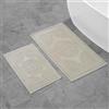 Jean Pierre New York Cotone Stonewash Medallion Tappeto da Bagno, Taupe Gray, 17x24/20x32 in. Set