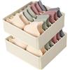 AiQInu Organizer Cassetti per Reggiseni,Set di 2 Organizzatore Cassetti Intimo Pieghevoli con 7 Scomparti,Organizer Armadio Biancheria Intima Divider Tessuto per Riporre Reggiseni,Calze e Cravatte