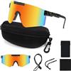 Homelyxe Occhiali da Ciclismo Uomo Donna Occhiali Veloci UV400 Occhiali Bici Regolabili Occhiali Running Antivento Occhiali da Sole Sportivi Polarizzati per MTB Sci Pesca Baseball Arancione
