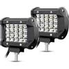PICAA 2pcs 4 Pollici 10cm 60W Faro da Lavoro Led, Quad Rows Barra Luminosa a Led, Fascio Spot Bianca 6000K Luci di Lavoro Fari Led per Fuoristrada Auto SUV Trattore ATV 4x4 12V 24V