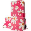 SEHEYA Cover per Samsung Galaxy S24 Ultra Pieghevoli Libretto con Motivo Custodia Portafoglio a Libro Flip Case 3 Tasche Interne Fibbia Magnetica Protezione Caso, Margherita Rossa