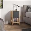 DEGHI Comodino 30x30 cm in legno rovere e antracite con 1 anta push pull - Kantiko