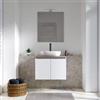 DEGHI Mobile bagno sospeso 60 cm bianco opaco con top rovere season e specchio - Cuki