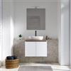 DEGHI Mobile bagno sospeso 60 cm bianco opaco con top noce maior e specchio - Cuki