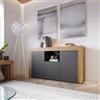 DEGHI Madia 155x85h cm con 3 ante antracite opaco e rovere wotan - Kayros