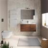 DEGHI Mobile bagno sospeso con ante 100 cm rovere deciso con lavabo e specchio - Cuki