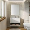 DEGHI Mobile bagno sospeso 80 cm bianco opaco con lavabo integrato e specchio - Lion