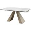 Vente-unique - Tavolo da pranzo allungabile da 6 a 10 coperti in Ceramica e Metallo Effetto marmo Bianco e Beige - LOZIPA di Pascal MORABITO