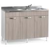 Linea Azzurra Sottolavello 120 Solo Mobile Cucina con 3 Ante in Legno Made in Italy H85xL120xP50 cm Facile da Montare (Vasca a Destra, Olmo)