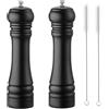 BINHAI Set macina sale e pepe nero, macina pepe manuale in legno, solido con robusti macinini in ceramica regolabili, 2 pezzi, 8 pollici