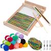 LYKTRIX Telaio Per Bambino,Telaio di Legno per la Tessitura, Fornito di Fili, Pettine, Navetta e Lana Filata per Principianti e Bambini - Dimensioni 29 x 19 cm