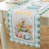 meioro Runner da Tavola Pasquale, Tovaglia Runner con Uova di Coniglio 30x140cm, Runner da Tavolo Moderno Fiore, Decorazione da Tavolo per Interni ed Esterni Cucina Pranzo casa Festa (Stile A)