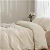 TOCOMOA Biancheria da letto 155 x 220 cm, 2 pezzi, beige, morbida e non necessita di stiratura, in microfibra certificata Oeko-TEX, 1 copripiumino e 1 federa da 80 x 80 cm, con chiusura lampo