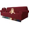 MAXIJIN Fodera per divano super elasticizzata per divano a 4 posti, fodere per divani extra large Jacquard Pet Dog Furniture Protector Fodera per divano aderente (4 posto, Rosso)