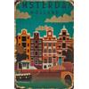 LuckyLinde Targa in metallo vintage con souvenir da viaggio, vacanze, avventura, vacanze, 30 x 20 cm (Amsterdam, Paesi Bassi)