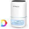 Dr.Prepare Deumidificatore Casa 1L con Ioni Negativi Silenzioso Deumidificatore Portatile con Luce LED e Timer Spegnimento Automatico per Camera da Letto Bagno Armadio