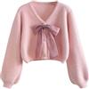 Generic Cappotto Invernale da Donna in Velluto di Visone Corto Lavorato a Maglia con Fiocco Allentato Maglia Natale E