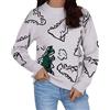 Generic Maglione Lavorato a Maglia con Stampa Dinosauro da Donna, Maglioni Pullover Oversize, estetica Preppy e Ragazza Streetwear Top Corto