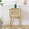 Home Enjoy DE Comodino classico, con piano cassetto in rattan, per soggiorno e camera da letto, 38×38×58,5 cm, Naturale