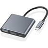 KUKUPOW Adattatore da USB C a HDMI, Adattatore USB C a HDMI 3 in 1 Multi-Porta, Supporta Risoluzioni Video Fino a 4K UHD, Adatto per Mouse Tastiera TV Chiavetta usb Computer Tablet PC ecc.