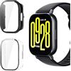 Vanrain Cover per Xiaomi Redmi Watch 5 Active, 2 Pezzi Custodia Protezione Totale Ultra Sottile Cover Rigida per PC Schermo con Pellicola Vetro, Transparent+Nero