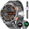 mingwear Militare Smartwatch per Uomo 1,85 HD 730 mAh Batteria Orologi Intelligenti con Torcia a LED per Android iOS (Bluetooth Chiamata Risposta/Chiamata) Nero Acciaio