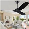OUENGK 152 cm Nero Ventilatore da soffitto moderno senza luci con telecomando, ventilatore da soffitto in legno per esterni con motore CC reversibile