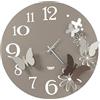 Arti & Mestieri Orologio da parete fiori e farfalle Grande, ispirato alla natura, design 100% Made in Italy, diametro 60 cm (Sabbia e bronzo)
