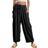 Joligiao Pantaloni Lino Donna Estivi Larghi Coulisse Pantaloni Casual Eleganti Vita Elastica e Tasche Pantaloni Leggeri in Cotone e Lino Pantalone Palazzo Donna Estivi Yoga Spiaggia Tempo Libero