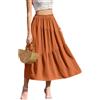 Zeagoo Donna Maxi Gonna Elegante Flowy Estate-Gonna Lunga Casual Elastica in Vita con Tasche Rosso Mattone XXL