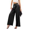Fakanhui Palazzo Pantaloni Donna Gamba Larga Raso Lavoro Affari Tempo Libero Elegante Pieghettato Festa Club, Nero , M