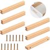 qhklew 6 Pezzi Maniglie in Legno, Pomelli Cassetti Per Mobili Cucina In Legno, Distanza di Fori da 96 mm Mobili in Legno Solido, Cucina Moderni Maniglie In Legno Maniglia per Armadi, Uffici e Cucine