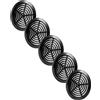 Vent Systems 5 registri d'aria da 80 mm, colore nero, griglia di ventilazione attraverso la porta, con griglia di protezione dagli insetti, griglia di ventilazione rotonda per interni, bagno, armadio
