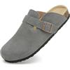 Meik Mangni Zoccoli e Sabot Donna Ciabatte da Uomo con Fibbia Regolabile al Piede Comodo Pantofole in Pelle Sandali di qualità,Grigio Scuro 38 EU