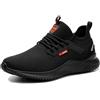 YisiNP Scarpe da Lavoro da Uomo e da Donna con Punta in Acciaio Scarpe Antinfortunistiche Suola Intermedia in Kevlar Traspiranti, 06 Nero, 45 EU