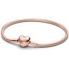 PANDORA Moments 583050C00-21 - Bracciale a maglia di serpente con chiusura a cuore in argento Sterling placcato oro rosa, misura 21, 21 cm, Argento sterling, Senza Gemstone