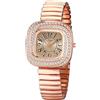 Oidea Orologio da polso da donna, quadrato, elastico, alla moda, elegante, con zirconia cubica, quadrante con diamanti, cinturino elasticizzato, analogico, al quarzo, stile casual, Cinturino elastico