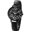 OIDEA Orologio elastico da donna: orologio analogico rotondo al quarzo per signora scala numeri arabi quadrante grande cinturino in acciaio - per il tempo libero affari regali, Nero
