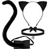 YUYWWAN Accessori Costume Gatto Carnevale, Nero Gatto Cosplay Costumi Set, Carino Elegante Catwoman Accessori per Bambini Adulti Carnevale Giochi di Ruolo Accessori (Nero-B)