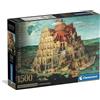 Clementoni - Puzzle 1500 Pezzi Arte, per Adulti e Ragazzi, Museum Collection, Tema Torre di Babele di Bruegel, con Poster Incluso, Compact Box, Idea Regalo Made in Italy, 84,5x59,5 cm, 31738