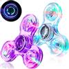 SCIONE 2PCS Crystal LED Light Fidget Spinner per bambini, Light Up Fidget Toys per bambini, Glow in the Dark Party Bag Fillers per bambini adulti (Crystal- viola e bianco)