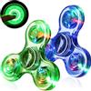 SCIONE 2PCS Crystal LED Light Fidget Spinner per bambini, Light Up Fidget Toys per bambini, Glow in the Dark Party Bag Fillers per bambini adulti (Crystal- blu e verde)