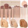 DUcare Pennelli per trucco 14 pezzi Set di pennelli per trucco serie Coffee con spugne per trucco Regali premium Fondotinta per miscelare cipria, fard, ombretti Pennelli