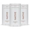 Native Deodorante Donna e Uomo - Senza Alcool e Alluminio - Cocco e Vaniglia - Con Burro di Karité, Olio di Cocco e Bicarbonato di Sodio - Protezione Naturale fino a 72 ore (3 Pack, 75 ml)