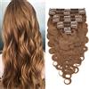 SEGO Extension Capelli Veri Clip Volumizzante 8 Ciocche in Set Ricci Mossi Double Weft 100% Remy Human Hair Naturali 45cm 140g #6 Marrone Chiaro
